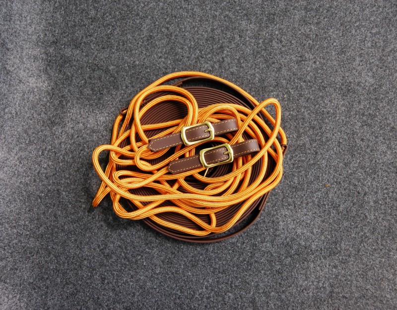 Doppellonge Biothane-Seil braun-kupferorange