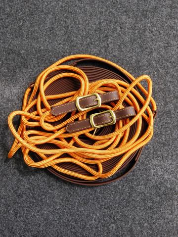 Doppellonge Biothane-Seil braun-kupferorange