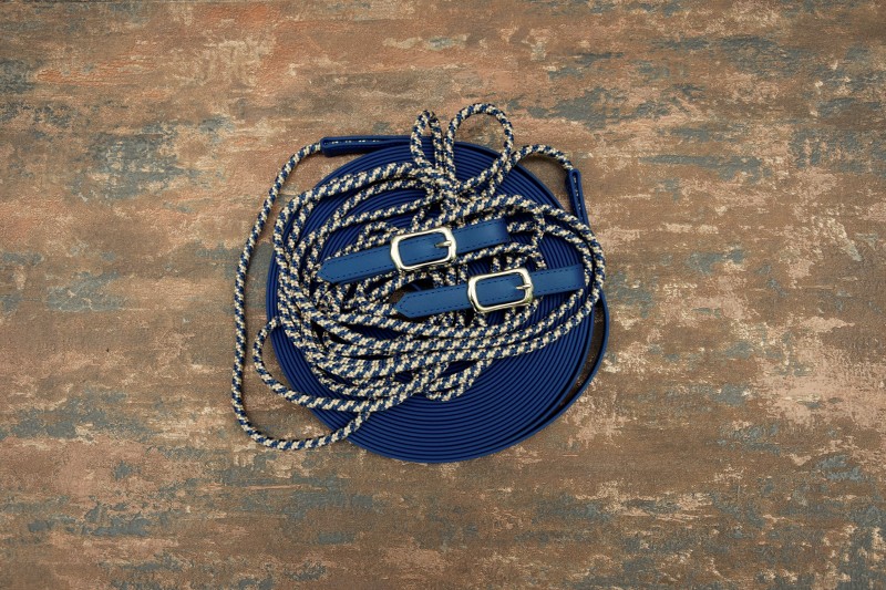 Doppellonge Biothane-Seil in marine-majestic