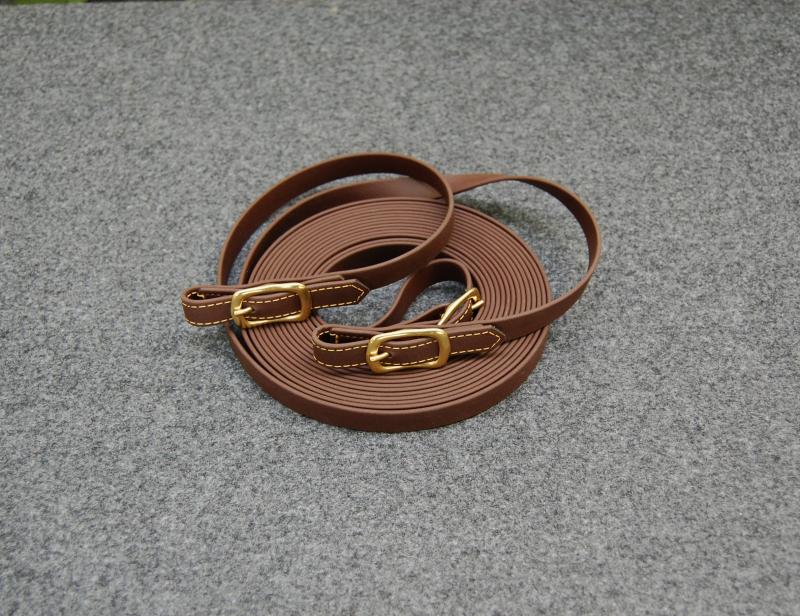 Langzügel Biothane braun-messing