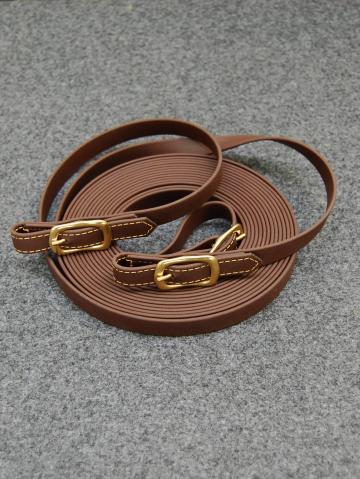 Langzügel Biothane braun-messing