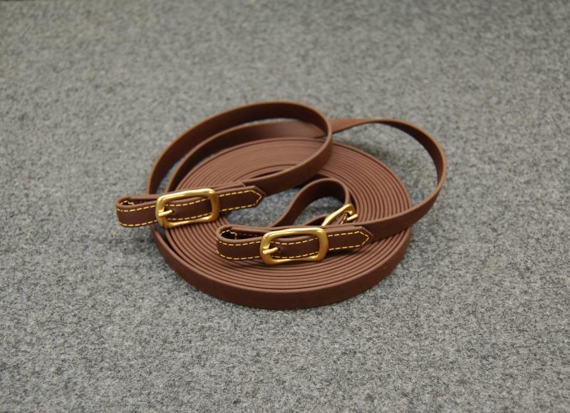 Langzügel Biothane braun-messing