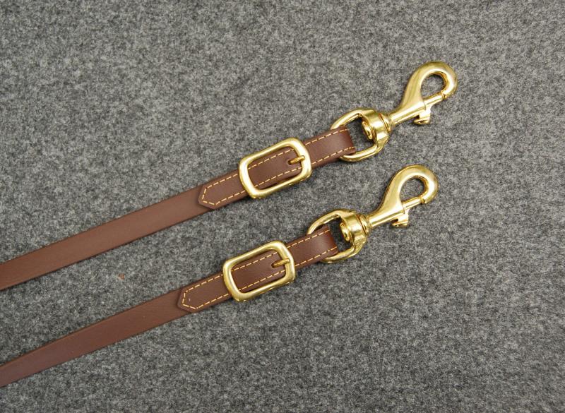 Langzügel Biothane braun-messing