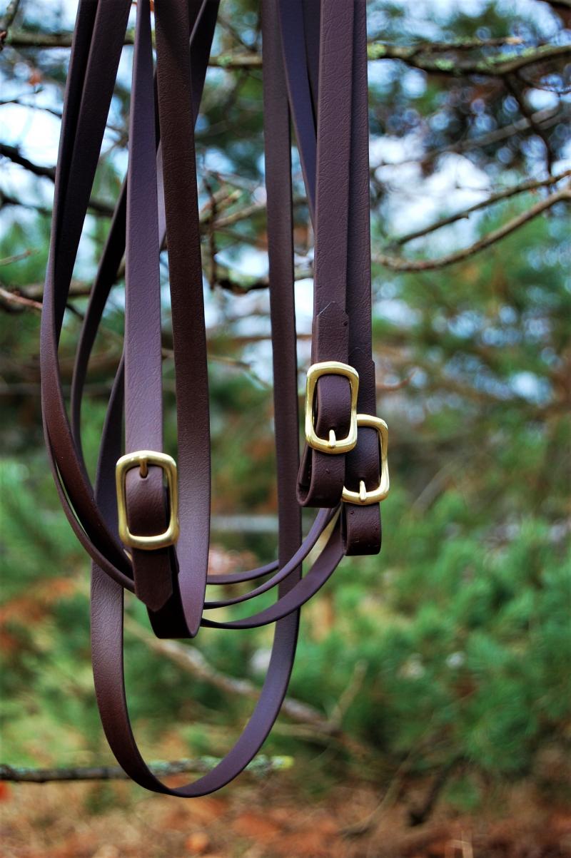 Langzügel Biothane braun-messing