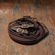 Doppellonge Biothane-Seil in dunkelbraun-messing