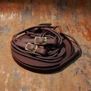 Doppellonge Biothane-Seil in dunkelbraun-messing