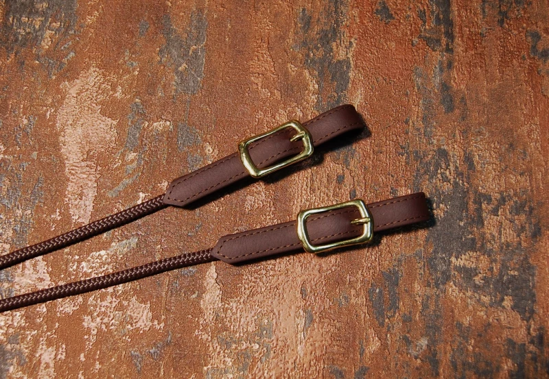 Doppellonge Biothane-Seil in dunkelbraun-messing