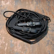 Doppellonge Biothane/Seil in schwarz