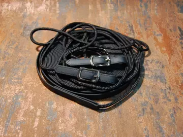 Doppellonge Biothane-Seil in schwarz